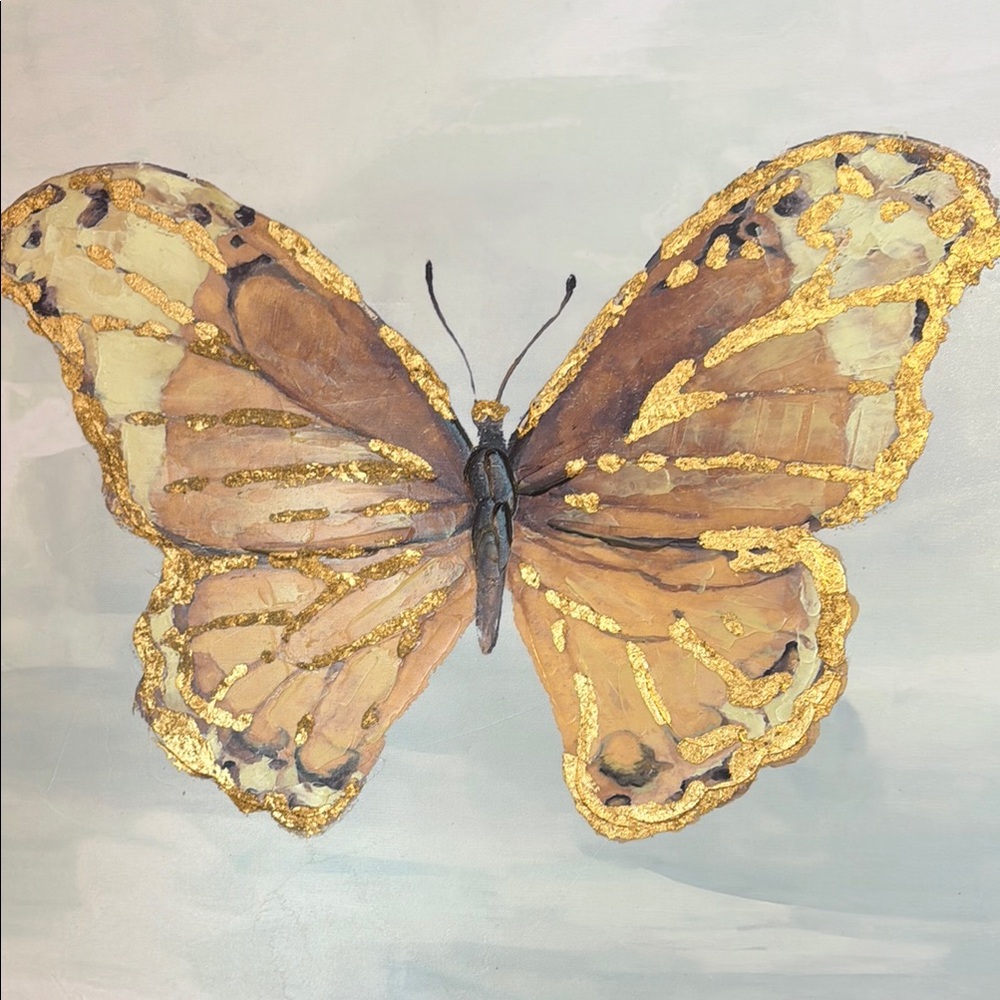 Butterfly Wall Art with Gold Accents
